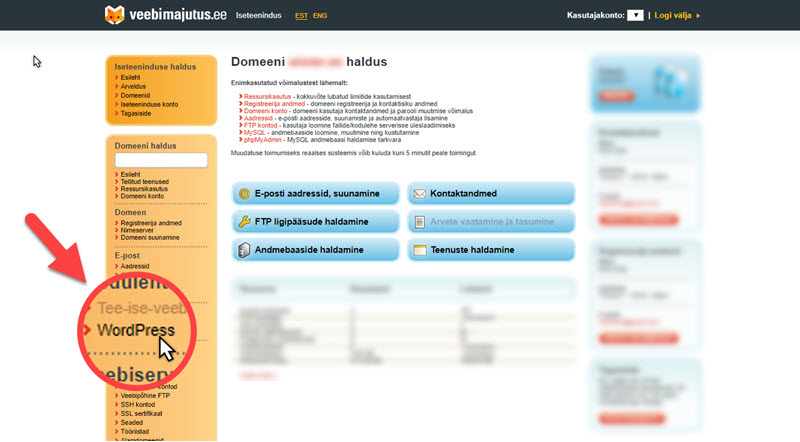 WordPressi paigaldamine (Elkdata)