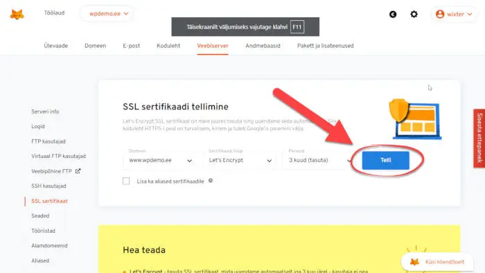 SSL sertifikaadi paigaldamine